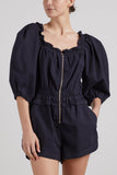 Sea Jumpsuits Cara Zip Front Romper in Black