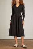 Sea Dresses Casey Hand Smocked Long Sleeve Zip Front Dress in Black