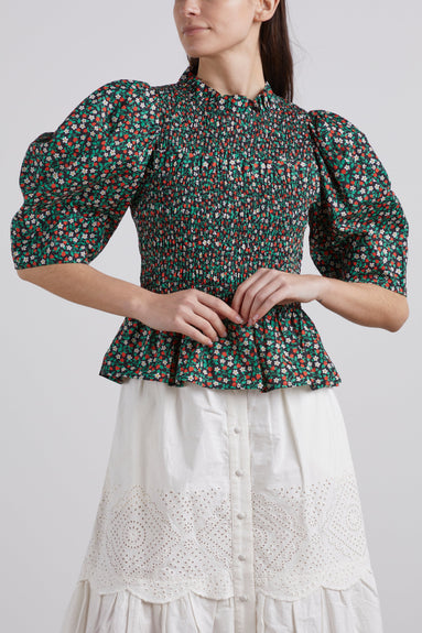 Sea Tops Lilly Puff Sleeve Smocked Top in Black