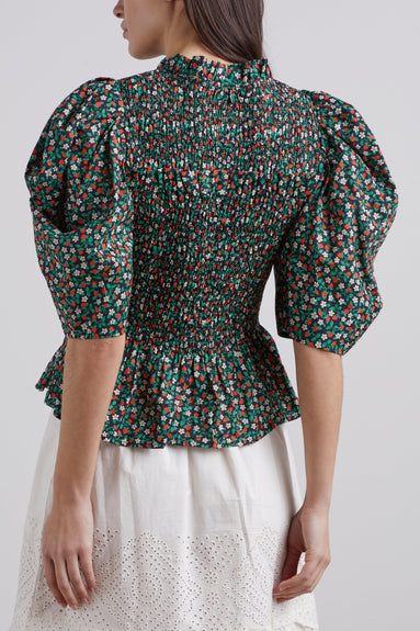 Sea Tops Lilly Puff Sleeve Smocked Top in Black