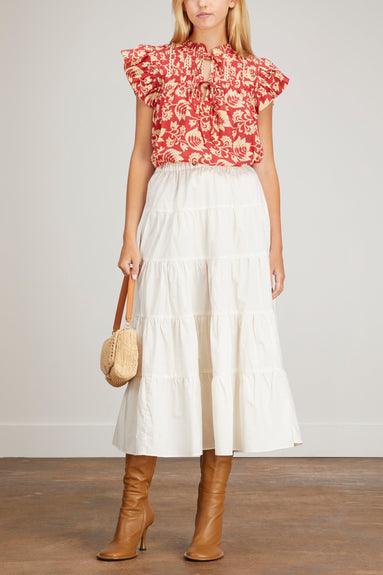 Sea Tops Linda Flutter Sleeve Pintucked Top in Red Sea Linda Flutter Sleeve Pintucked Top in Red