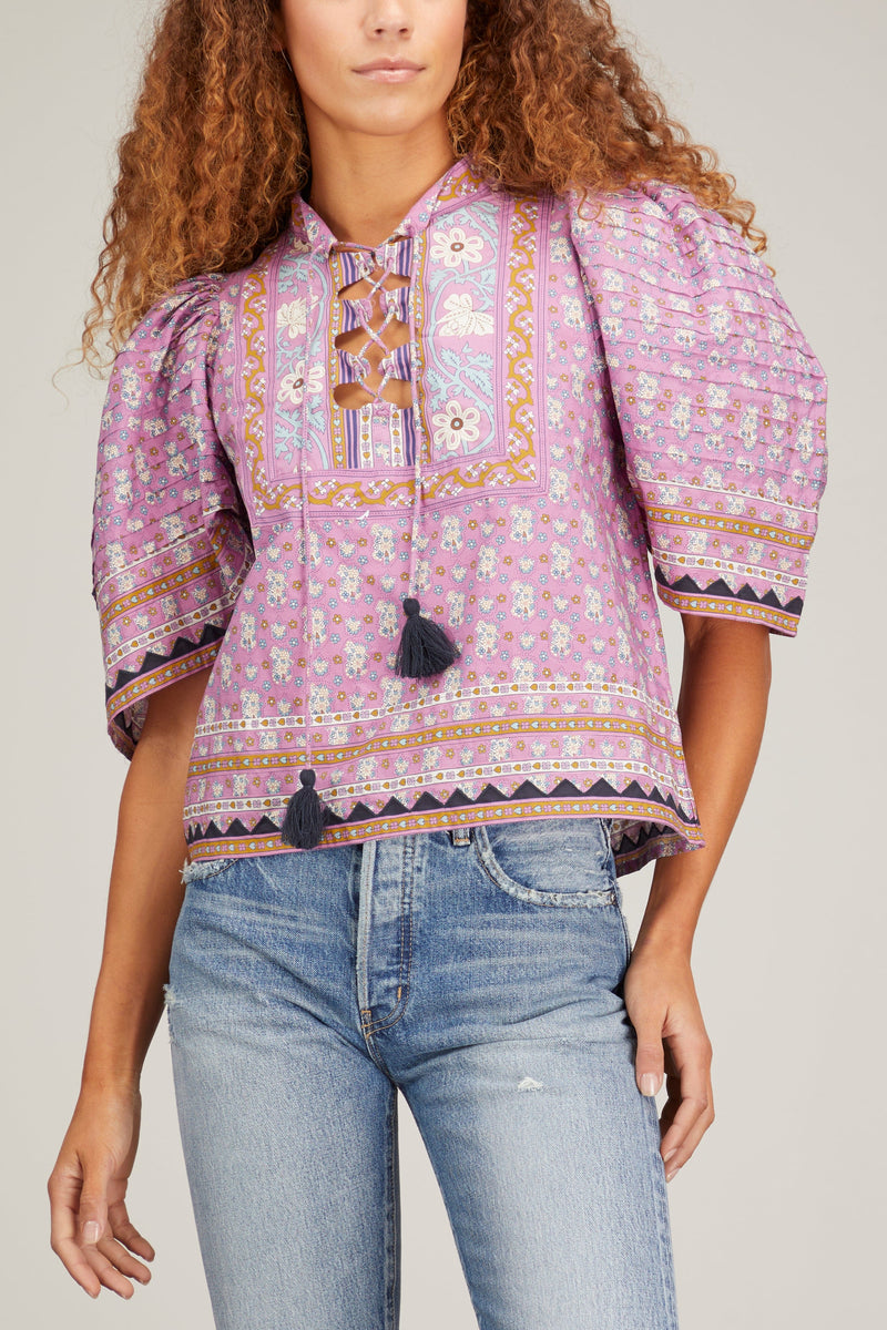 Sea Perry Border Puff Sleeve Top in Lilac – Hampden Clothing