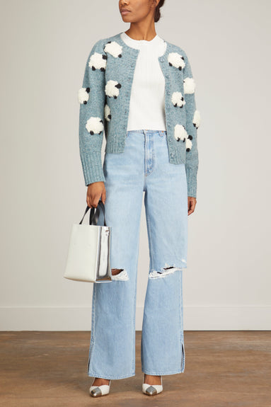 Sea Sweaters Samira Sheep Knit Cardigan in Stone