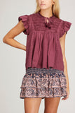 Sea Tops Simona Flutter Sleeve Top in Merlot Sea Simona Flutter Sleeve Top in Merlot