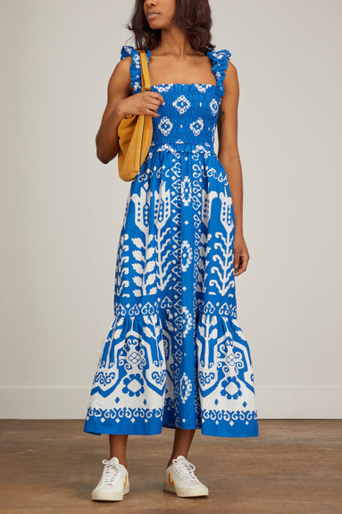 Sea Dresses Sonia Print Sleeveless Smocked Dress in Blue