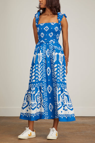 Sea Dresses Sonia Print Sleeveless Smocked Dress in Blue