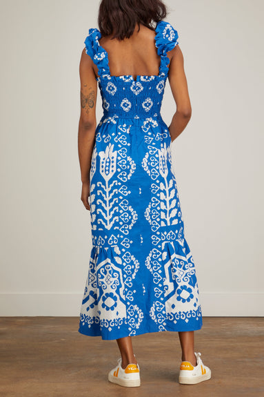Sea Dresses Sonia Print Sleeveless Smocked Dress in Blue