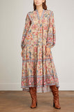 Sea Dresses Tess Print Long Sleeve Pintucked Dress in Cream