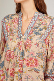 Sea Dresses Tess Print Long Sleeve Pintucked Dress in Cream