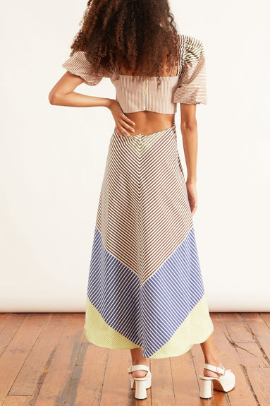 Silvia Tcherassi Dresses Blaine Dress in Cobalt Lime Stripe