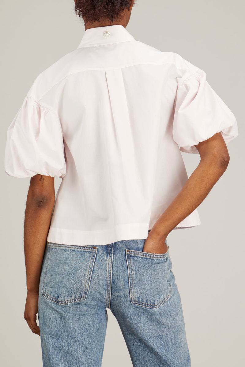 Simone Rocha Cropped Puff Sleeve Shirt in Pink/Pearl – Hampden