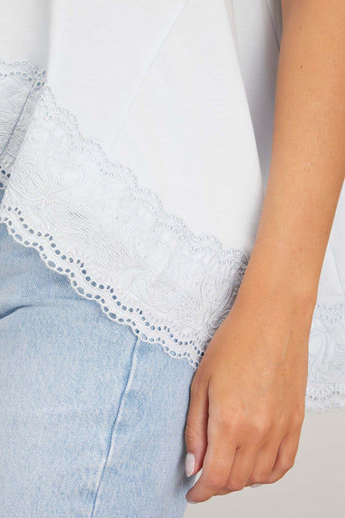 Simone Rocha Tops Inverted Puff Sleeve T-Shirt with High-Low Hem in Baby Blue