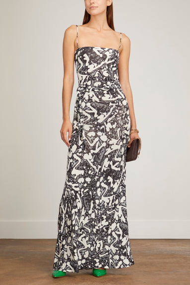 Stella McCartney Dresses Frank Stella Swan Inspired Print Fluid Long Dress in Black/White