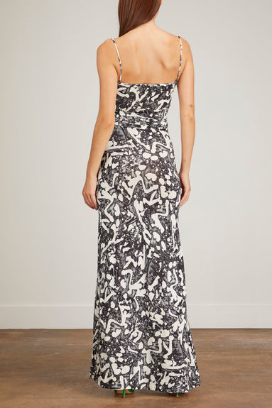 Stella McCartney Dresses Frank Stella Swan Inspired Print Fluid Long Dress in Black/White