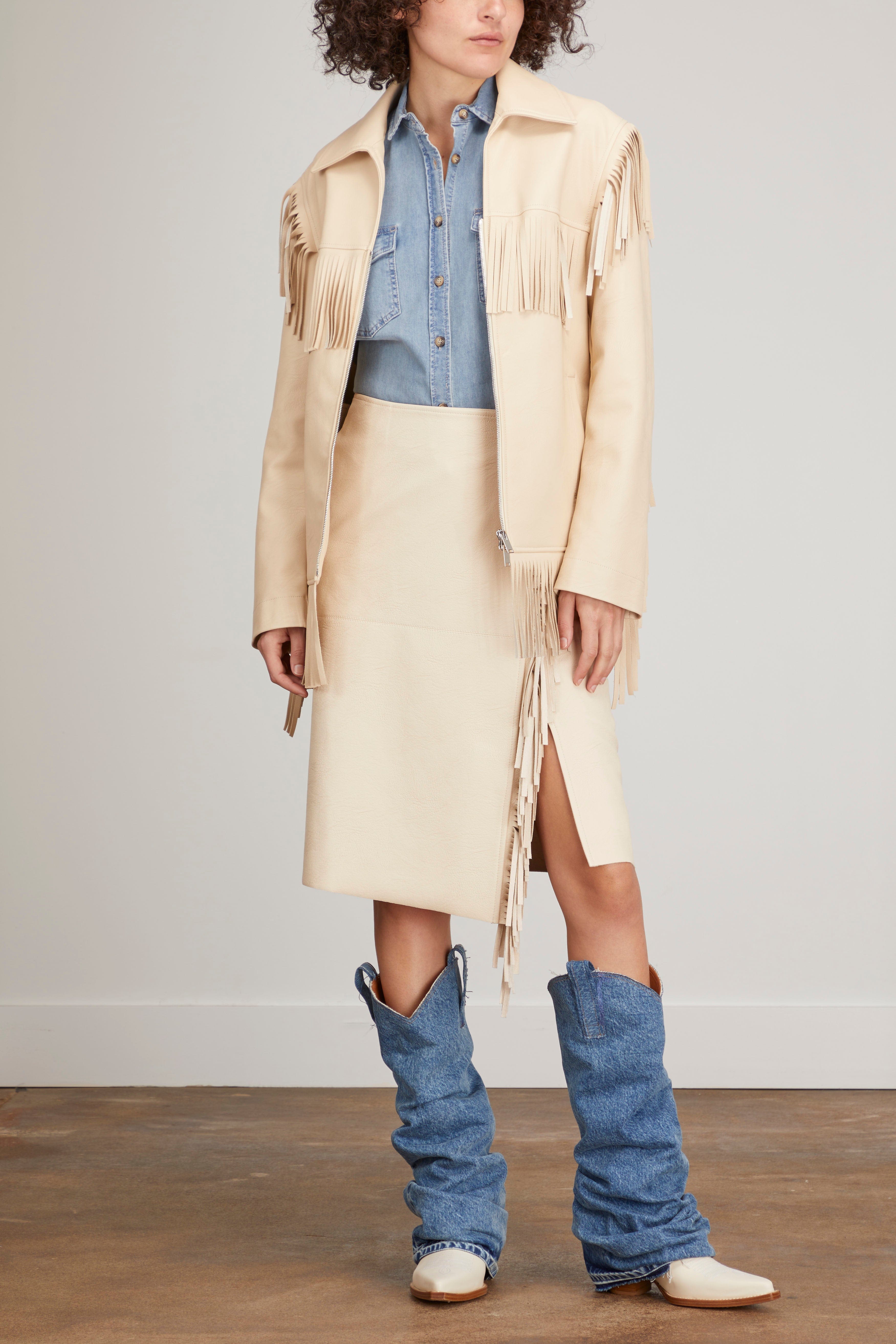 Stella McCartney Jackets Fringed Alter Mat Jacket in Oat Stella McCartney Vests Fringed Alter Mat Jacket in Oat