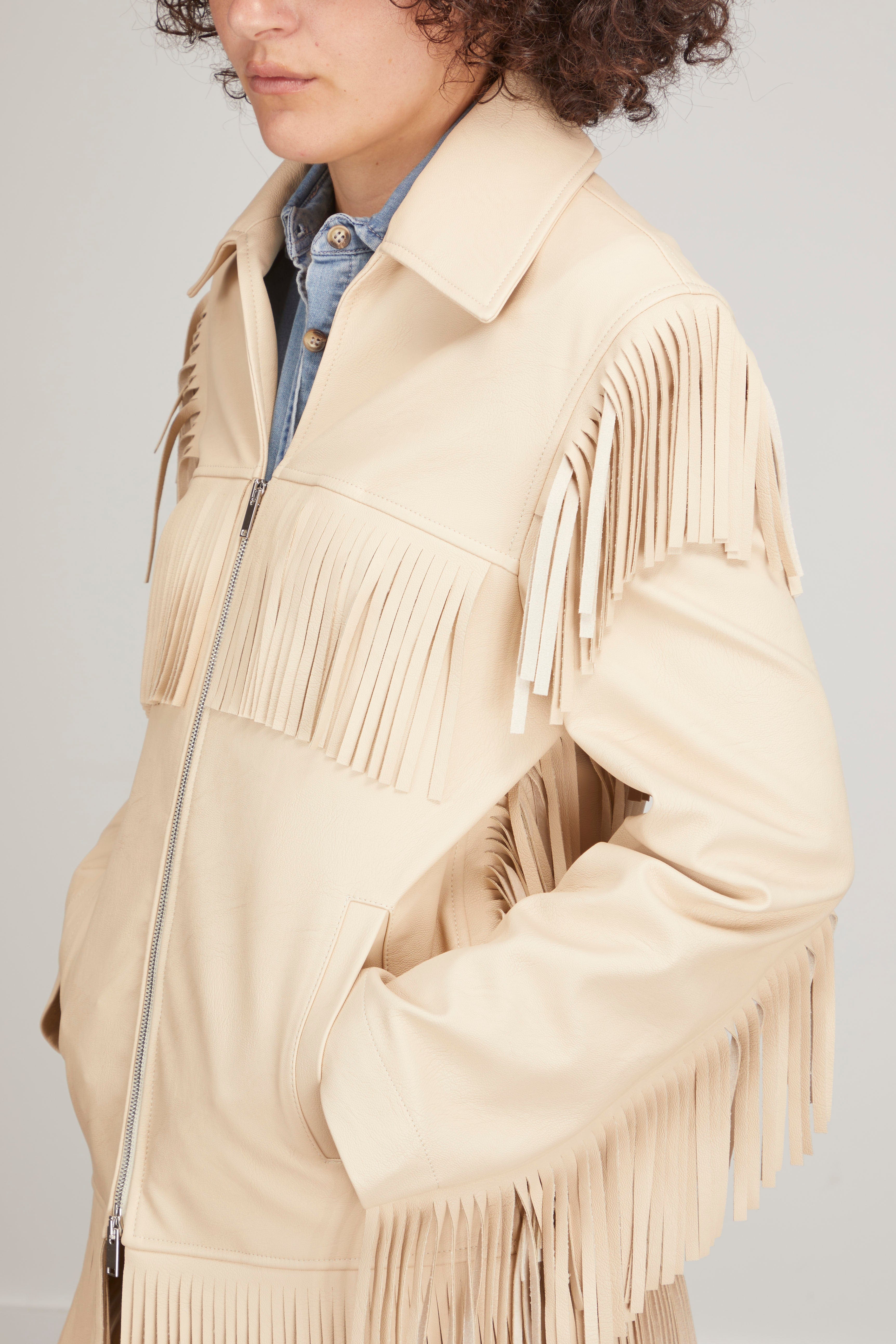 Stella McCartney Jackets Fringed Alter Mat Jacket in Oat Stella McCartney Vests Fringed Alter Mat Jacket in Oat