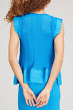 Stella McCartney Tops Plisse Froth Knit Top in Cerulean Blue