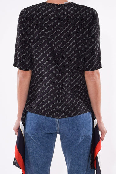 Stella McCartney Clothing Monogram Crepe de Chine Top in Black