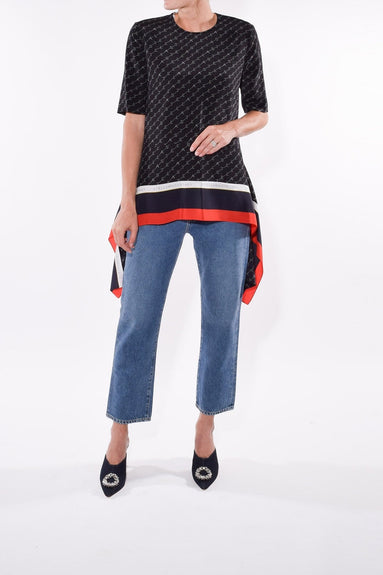 Stella McCartney Clothing Monogram Crepe de Chine Top in Black