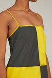 Sunnei Dresses Chess Dress with Straps in Petrol Blue/Yellow
