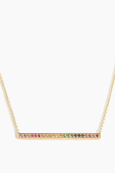 Long Rainbow Bar Necklace in Yellow Gold