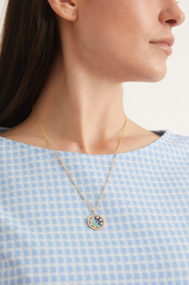 Sydney Evan Necklaces Large Pave Kaleidoscope Necklace in Blue Sydney Evan Large Pave Kaleidoscope Necklace in Blue