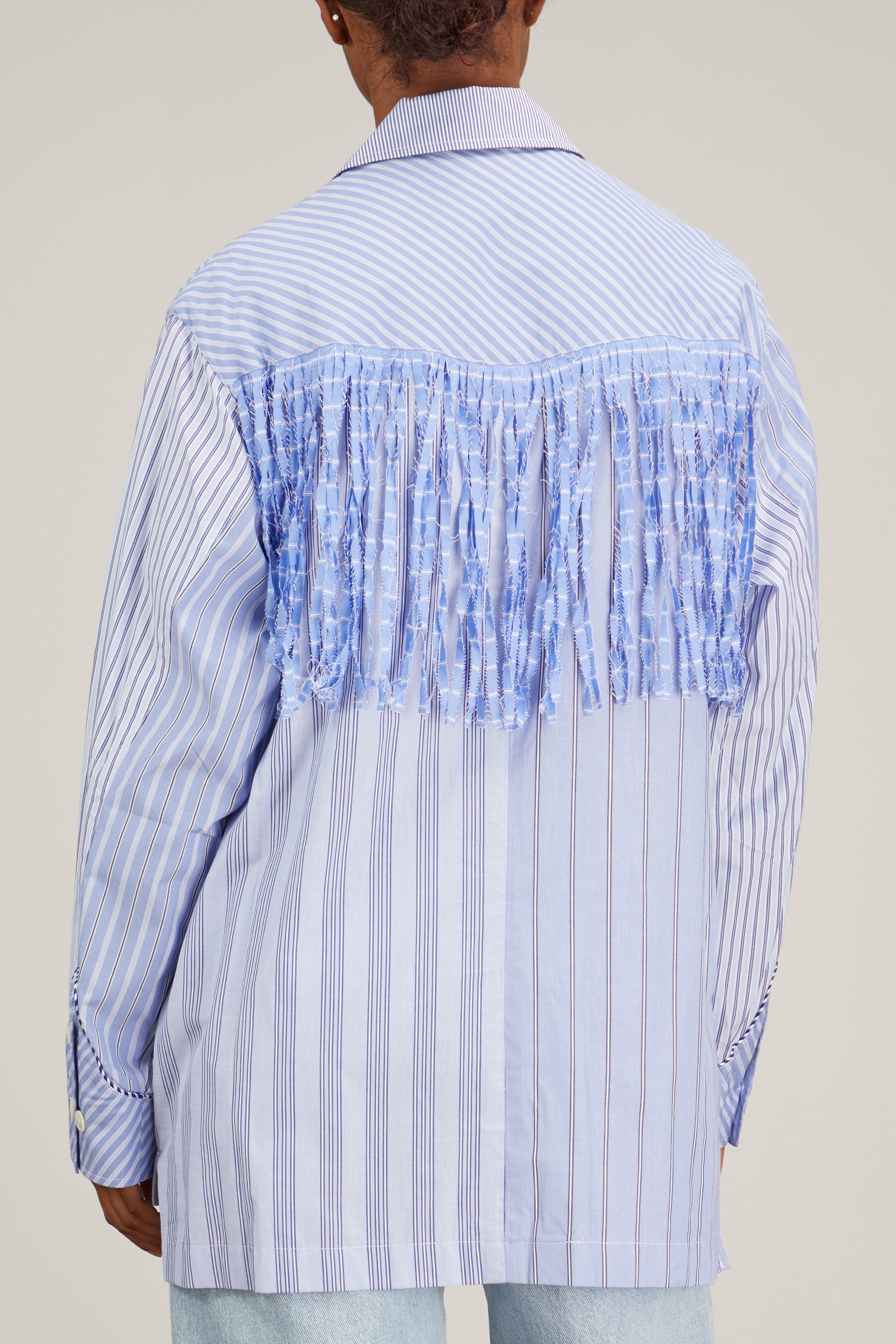 Tanaka Tops Westerner Overshirt in Blue Stripe Tanaka Westerner Overshirt in Blue Stripe