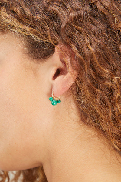 Theodosia Earrings Ball Huggies in Malachite