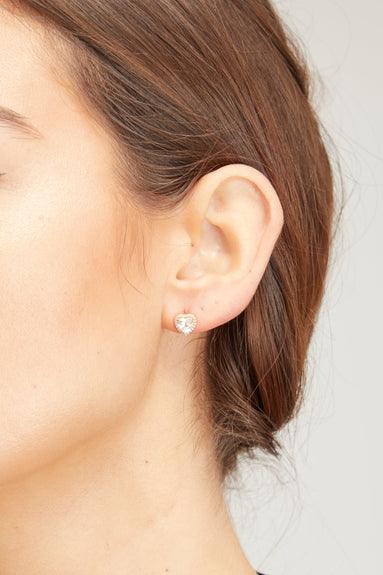 Theodosia Earrings Heart Earrings in White Topaz and Diamond Theodosia Heart Earrings in White Topaz and Diamond