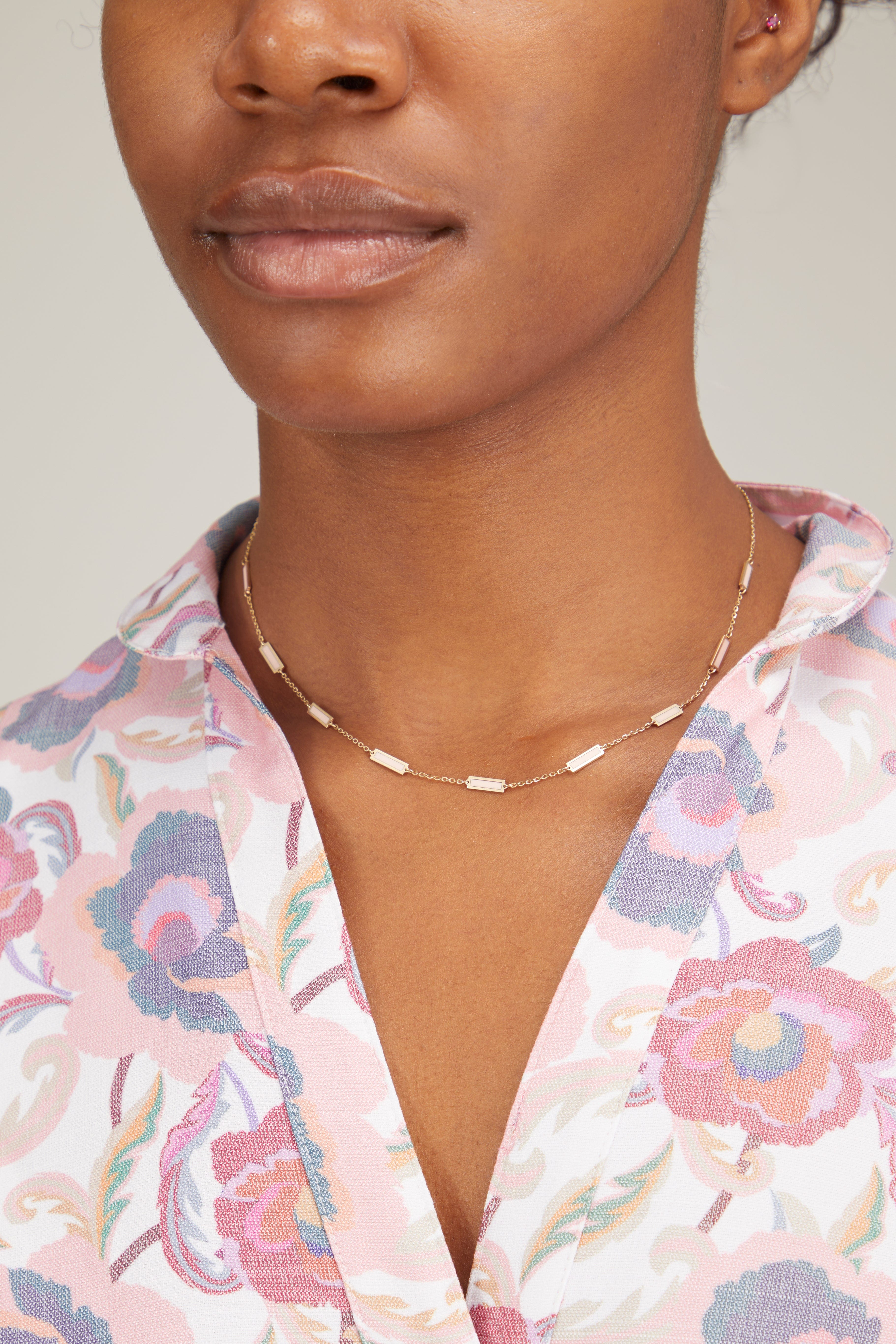 Theodosia Necklaces Mother of Pearl Inlaid Necklace in 14k Yellow Gold Theodosia Mother of Pearl Inlaid Necklace in 14k Yellow Gold