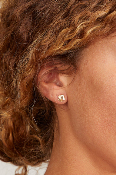 Theodosia Earrings Shell Stud in Gold