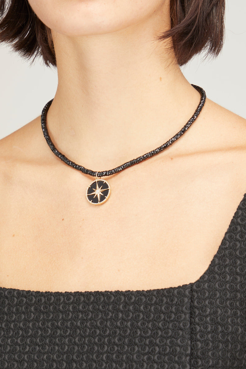 Rose Des Vents Necklace Rose Gold, Diamond and Onyx