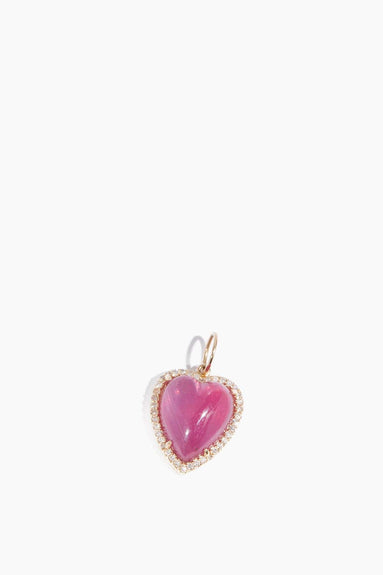 Theodosia Necklaces Puffy Heart with Pave Diamond Pendant in Ruby