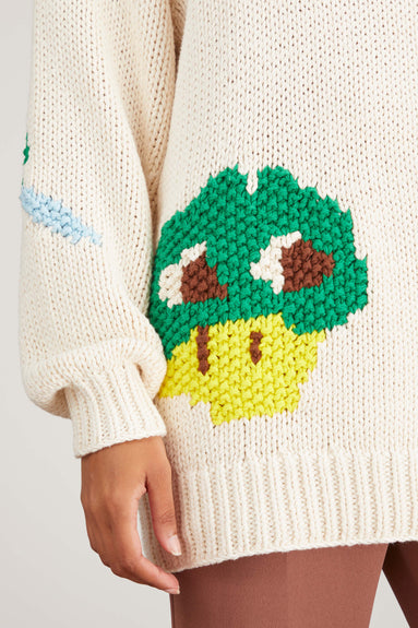 Tibi Tops Handknit Intarsia Crewneck Pullover in Pop Multi