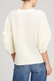 Tibi Tops Handspun Knit Pleat Sleeve Top in Cream