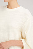 Tibi Tops Handspun Knit Pleat Sleeve Top in Cream