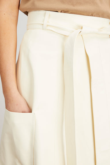 Tibi Skirts Leather Cargo Back Wrap Skirt in Vanilla Cream