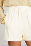 Tibi Shorts Leather Pull On Short in Vanilla Cream