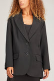 Tibi Jackets Liam Tropical Wool Blazer in Black