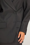 Tibi Jackets Liam Tropical Wool Blazer in Black