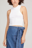 Tibi Tops Ribbed Tee Cropped Tank in White
