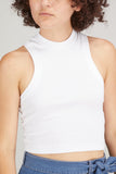 Tibi Tops Ribbed Tee Cropped Tank in White