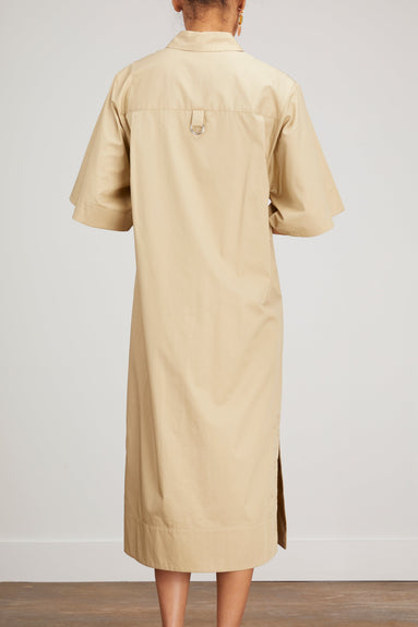 Tibi Dresses Roller Sleeve Shirtdress in Clay
