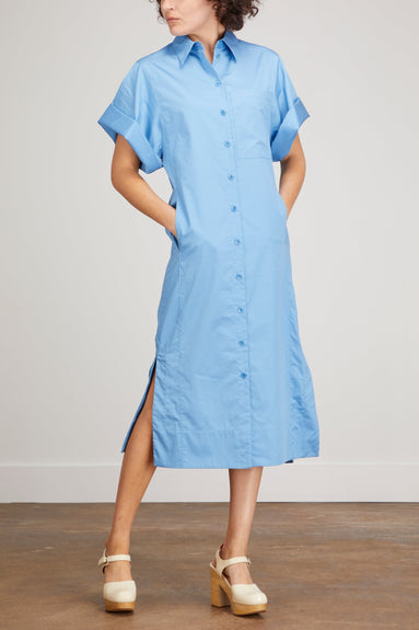 Tibi Dresses Roller Sleeve Shirtdress in Kairi Blue