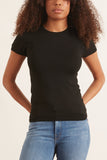 Tibi Tops Seamless Mini Sweater Baby Tee in Black