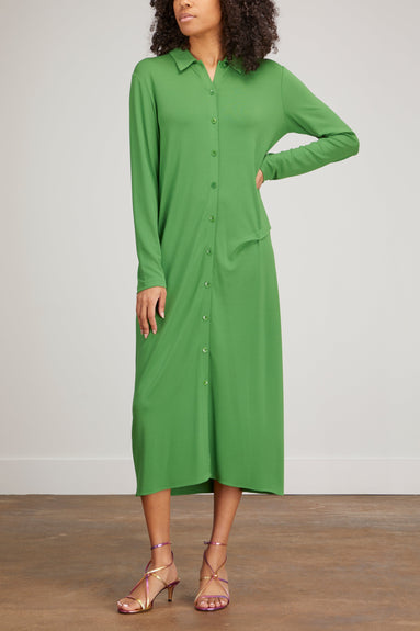 Tibi Dresses Serpentine Jersey Shirt Dress in Leaf Green Tibi Serpentine Jersey Shirt Dress in Leaf Green