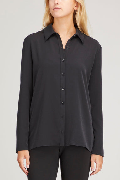 Tibi Tops Soft Drape Slim Shirt in Black Tibi Soft Drape Slim Shirt in Black