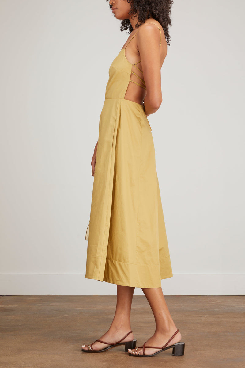 Tibi Eco Poplin Strappy Dress in Khaki – Hampden Clothing
