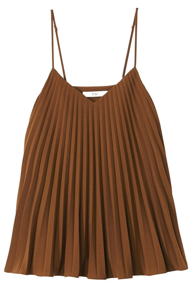 Tibi Clothing Edith Pleating Cami in Brown