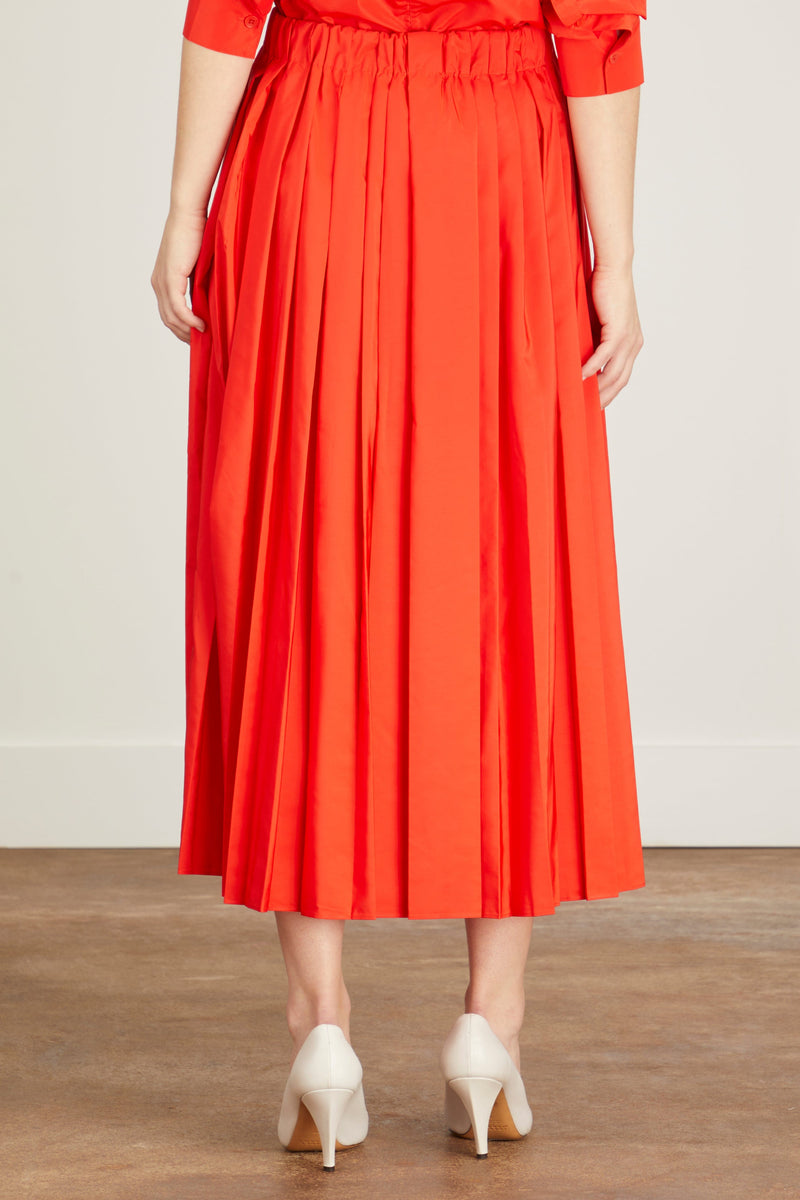 Tibi Italian Sporty Nylon Pleated Pull Skirt in Red – Hampden Clothing